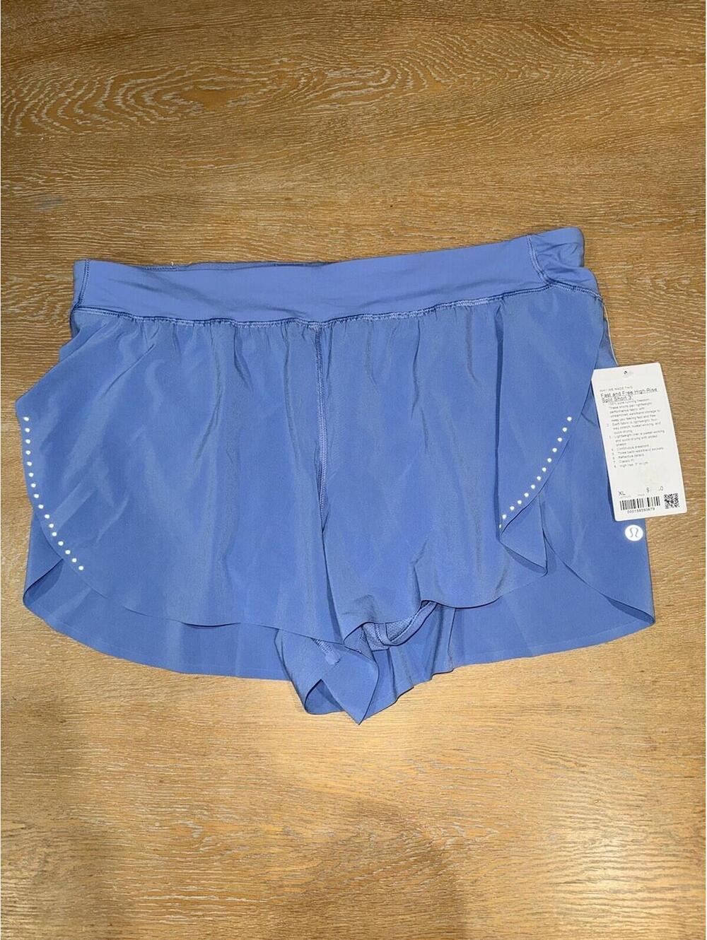 Lululemon Fast and Free High-Rise Classic-Fit Split Short 3" SIZE XL Prep Blue